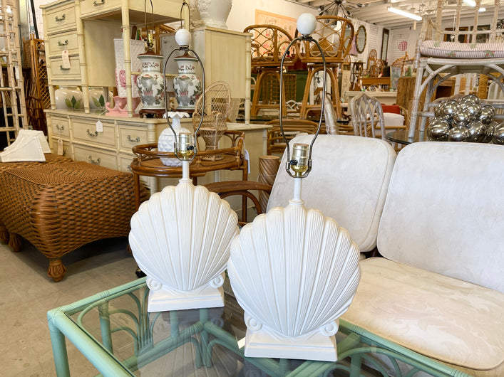 Pair of Plaster Clam Shell Lamps