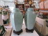 Pair of Sea Glass Green Ceramic Lamps