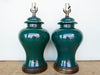 Pair of Forest Green Ginger Jar Lamps