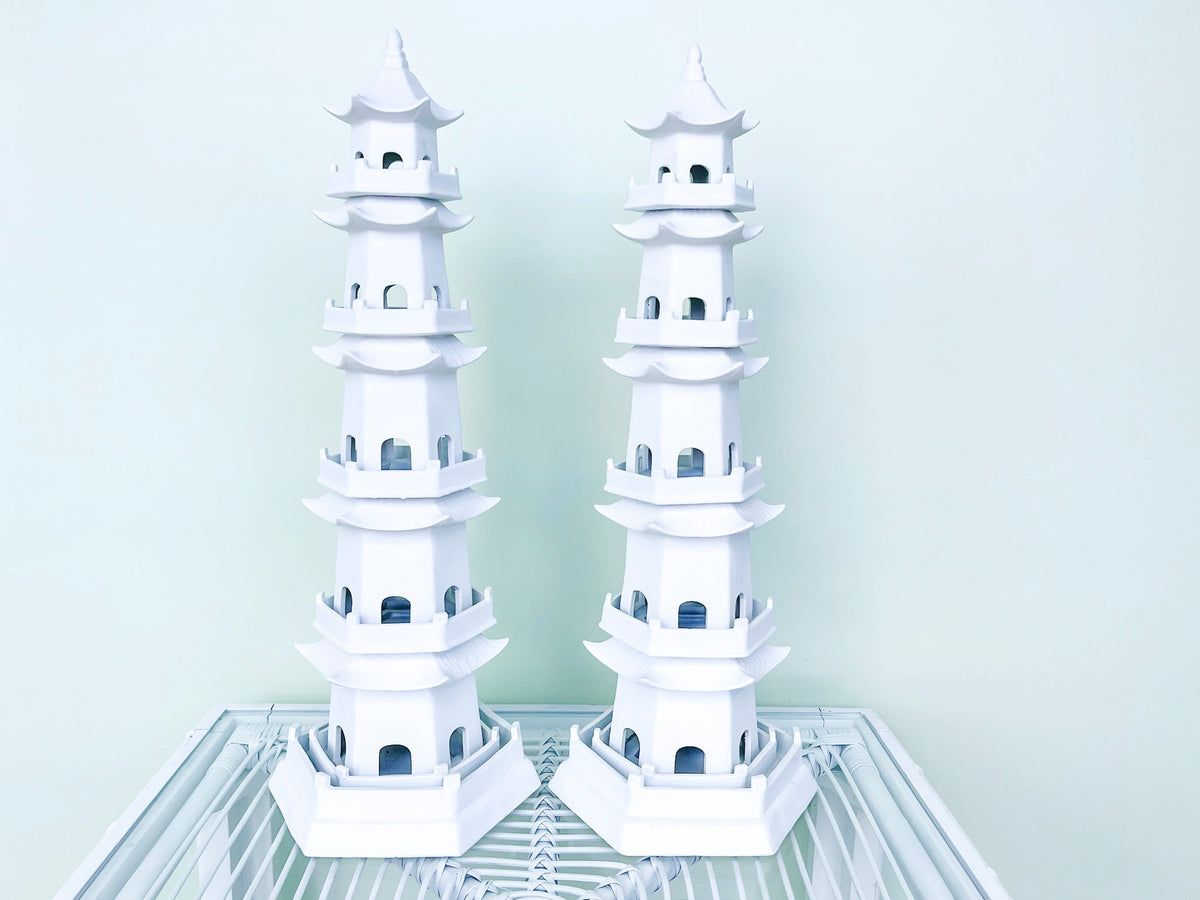 Pair of Modern Ceramic Pagoda Tulipieres