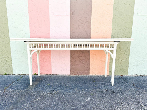 Painted Rattan Flip Top Console