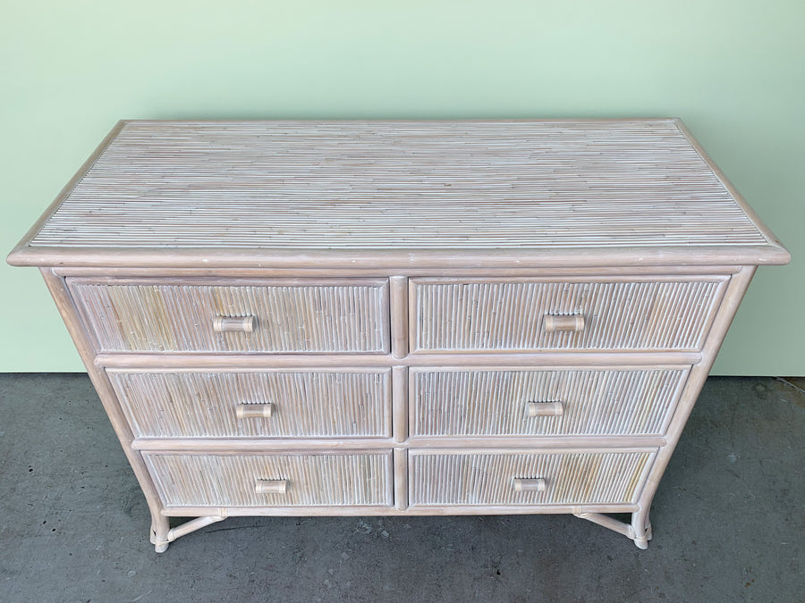 White Washed Split Bamboo Chest