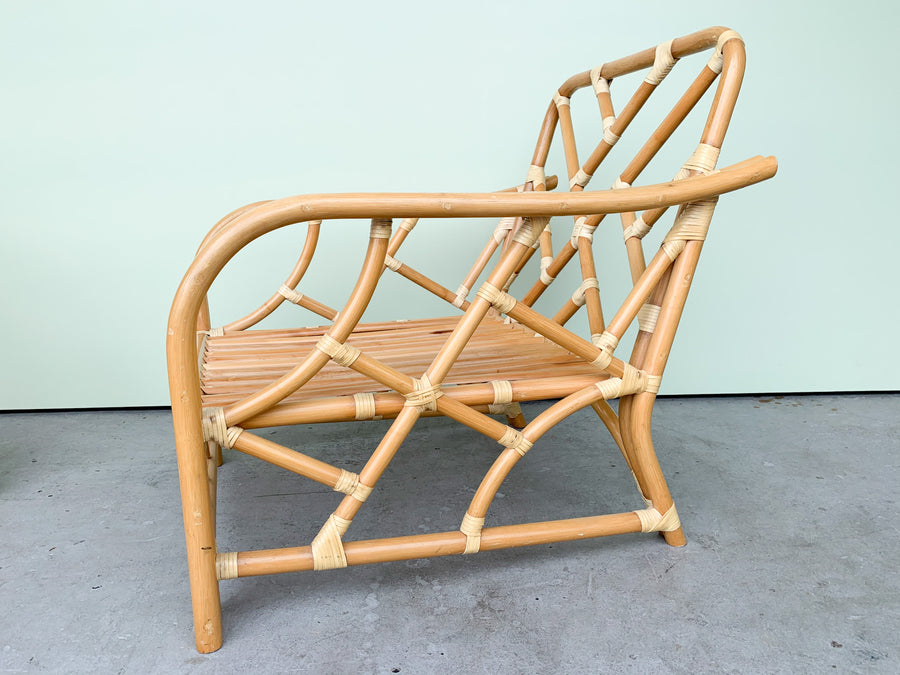 Pair of Rattan Chippendale Lounge Chairs