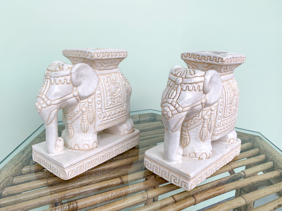 Pair of Petite White Elephant Bud Vases