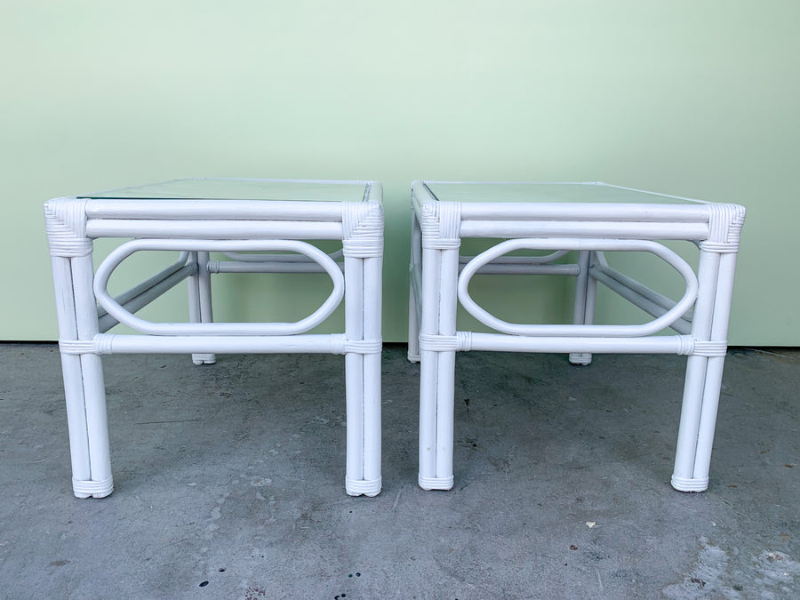 Pair of Island Chic Palm End Tables