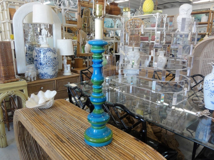 Turqouise & Green Italian Column Lamp 