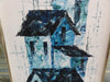Signed Mid Century Blue House Painting