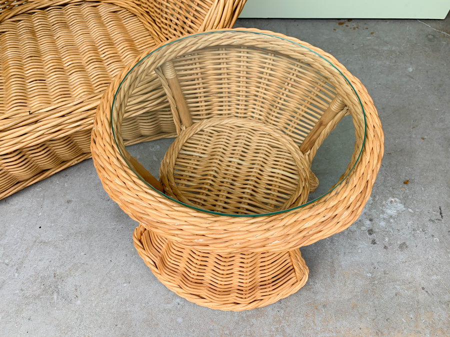 Oversized Wicker Chair and End Table