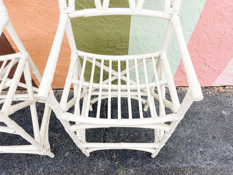 Warehouse Wednesday: Pair of White Rattan Bar Stools