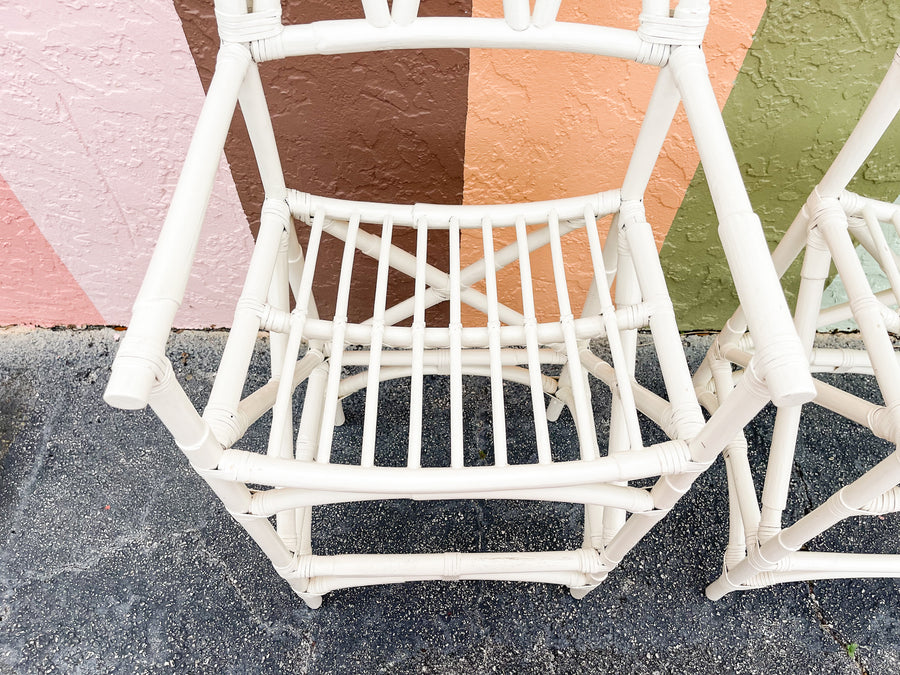 Warehouse Wednesday: Pair of White Rattan Bar Stools