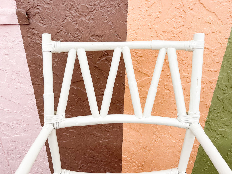 Warehouse Wednesday: Pair of White Rattan Bar Stools