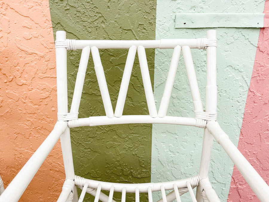 Warehouse Wednesday: Pair of White Rattan Bar Stools